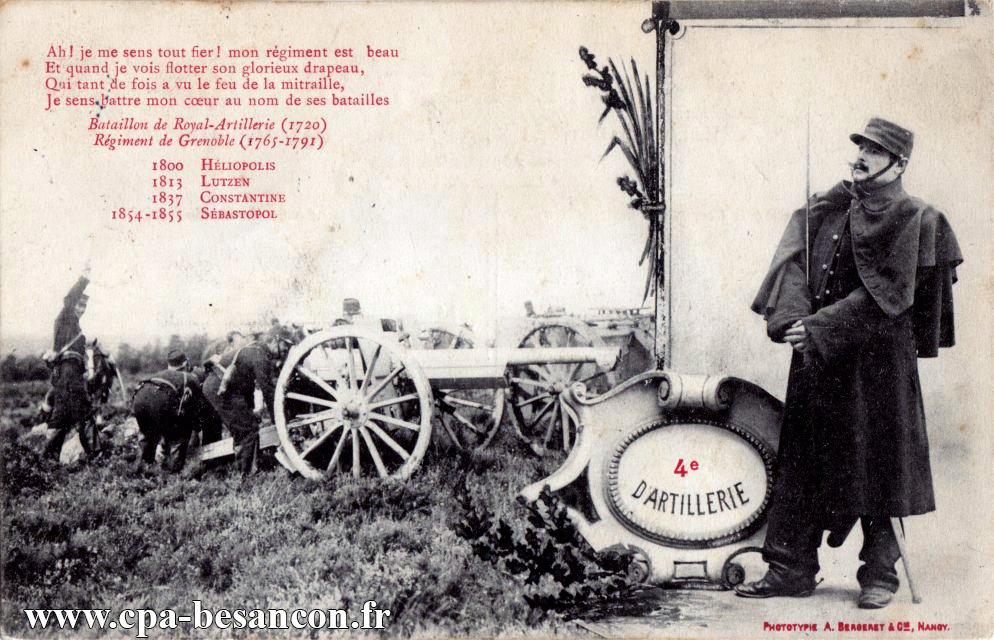 4e d'ARTILLERIE - Ah ! Je me sens tout fier ! mon régiment est beau ! Et quand je vois flotter son glorieux drapeau...